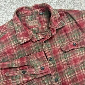Orvis Men's Big Bear Heavyweight Plaid Flannel Button Shirt L/S 2XL Red Green